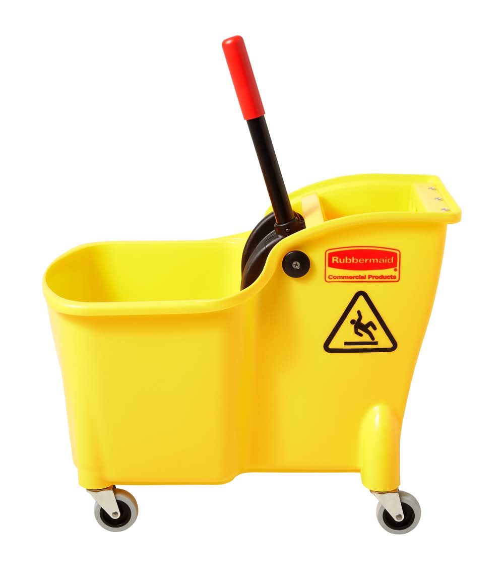 Rubbermaid Commercial Products 7.75-Gallons Down-Press Wringer Mop and Bucket Combo, Yellow
