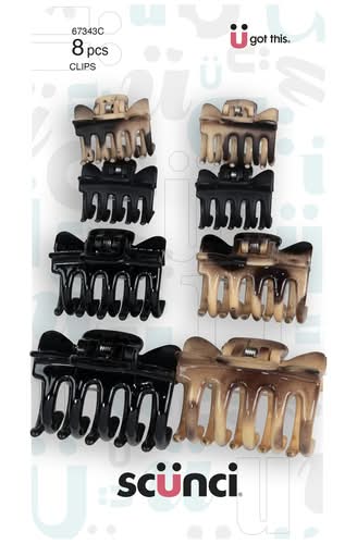 Scunci Claw Clips, Assorted (8 ct)