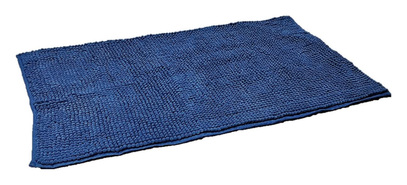 Barelli Bath Mat Rectangular 50cm x 80cm Non-Slip Chenille Navy