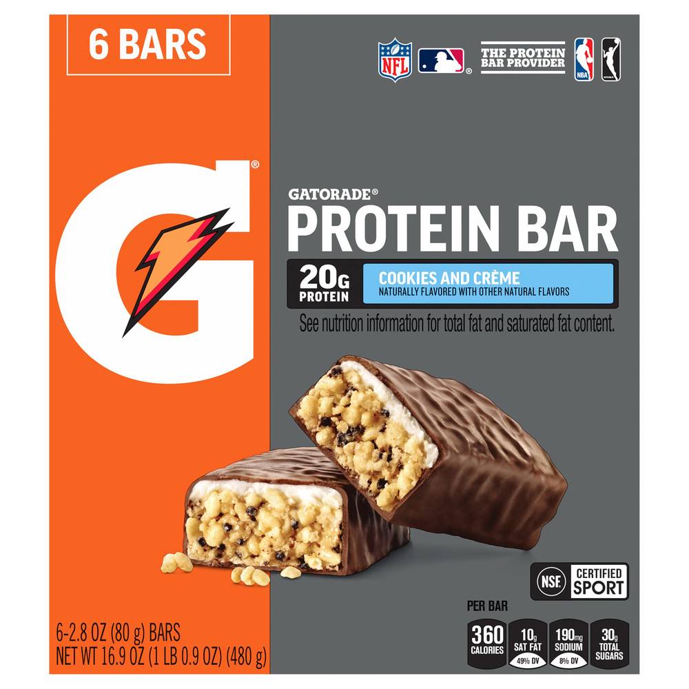 Gatorade Protein Bar, Cookies -Cream (2.8 oz, 6 ct)