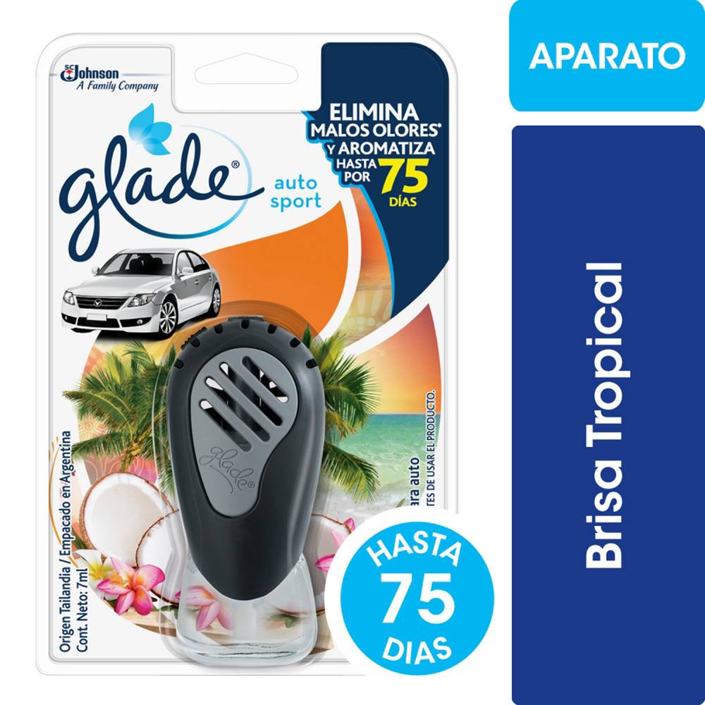 Glade · Aparato aromatizador auto sport brisa tropical (100 g)