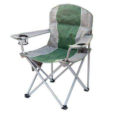 Ozark Trail Big &Tall Padded Arm Chair Folds For Easy Travel in Carry Bag (green grey)