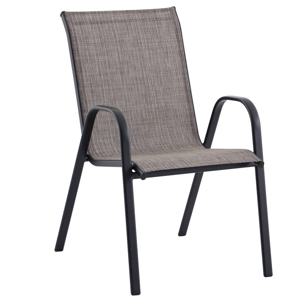 Style Selections Pelham Bay Woven Stackable Black Metal Frame Stationary Dining Chair with Tan Sling Seat | FCS80480D-1