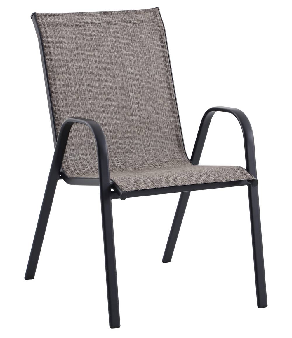 Style Selections Pelham Bay Stackable Black Metal Frame Stationary Dining Chair with Tan Sling Seat | FCS80480D-1