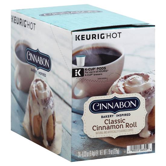 Cinnabon Classic Cinnamon Roll Flavored K-Cup Coffee Pods, Light Roast (24 ct, 0.33oz)