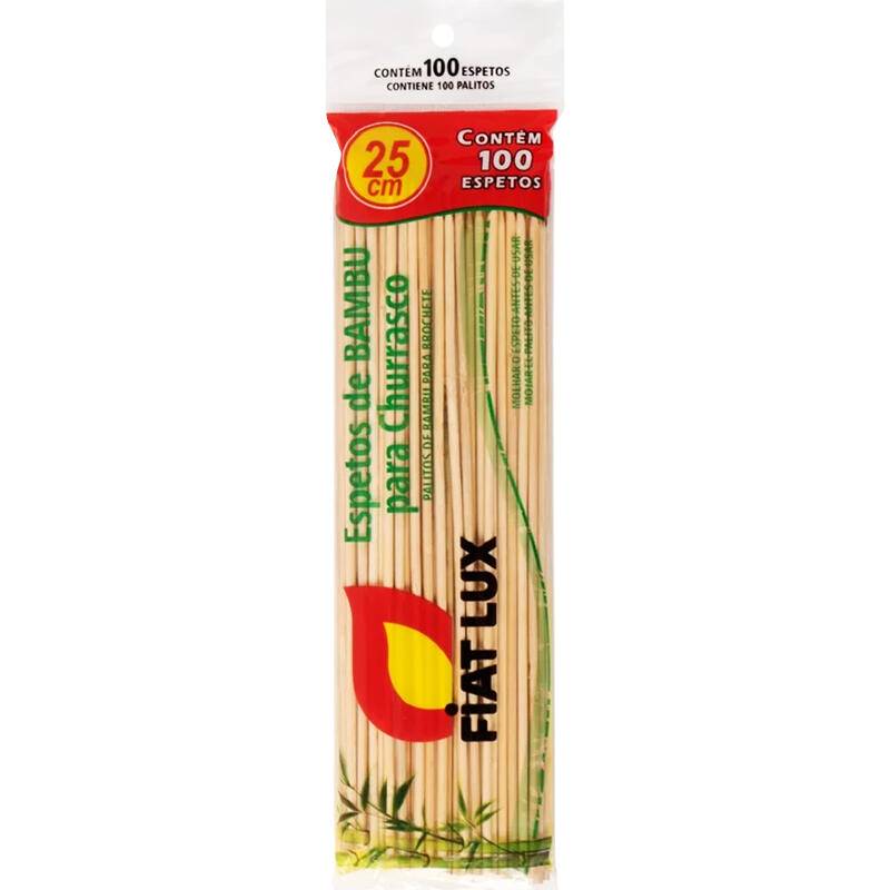 Fiat Lux espeto de bambu para churrasco 25cm (100 un)