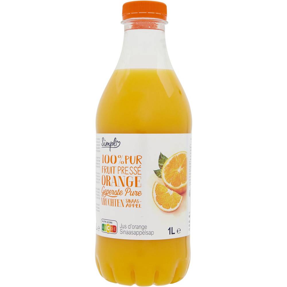 Jus d'orange 100% fruit pressé - la bouteille de 1L