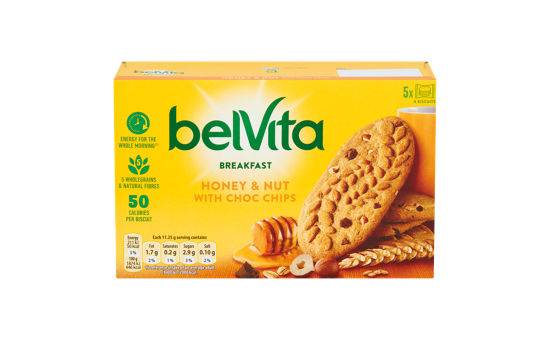 Belvita Breakfast Biscuits Honey & Nuts with Choc Chips 5 Packs 225g