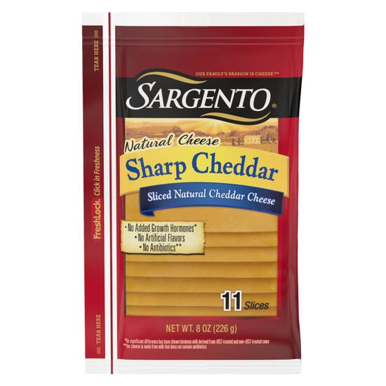 Order Sargento Natural Sharp Cheddar Cheese Slices 11ct 8oz food online from Everyday Needs by Gopuff store, New Haven on bringmethat.com