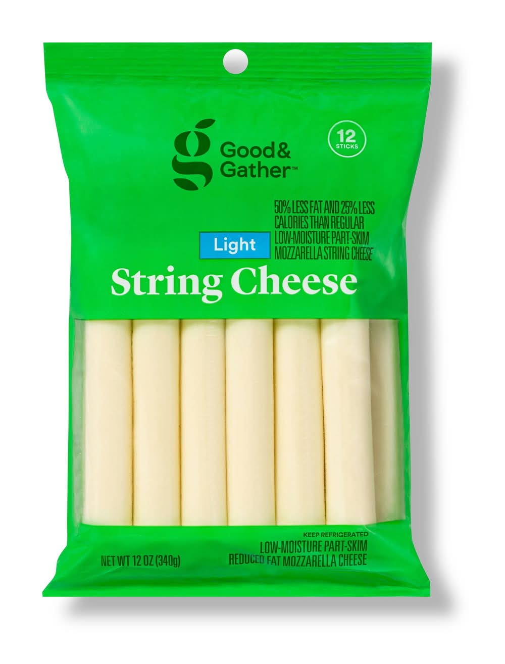 Good & Gather Mozzarella Light String Cheese Sticks (12 oz, 12 ct)