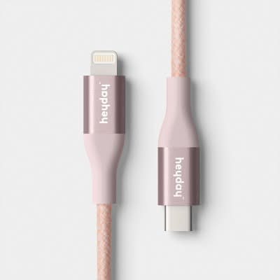 Heyday Usb-C To Lightning Braided Cable, 4 ft, Cosmetic Pink