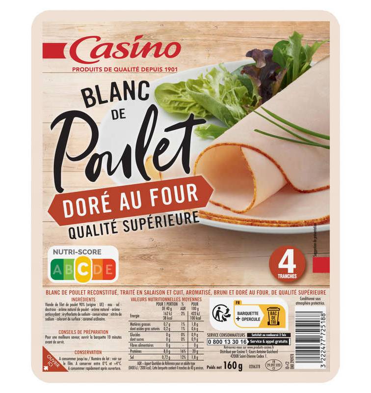 Casino Blanc De Poulet Doré Au Four X 4Tranches 160G