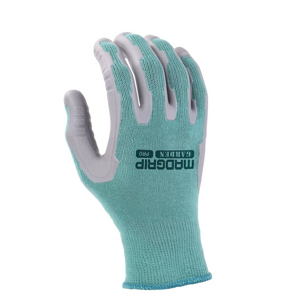 MadGrip Large Green Rubber Gardening Gloves, (1-Pair) | 3MG12F5-TEAL-L