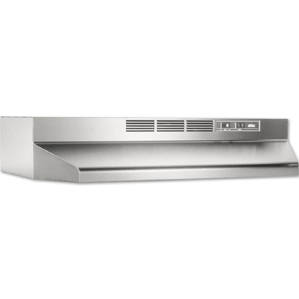 Broan 30-in 50-CFM Ductless Stainless Steel Under Cabinet Range Hoods Undercabinet Mount with Charcoal Filter | 413004