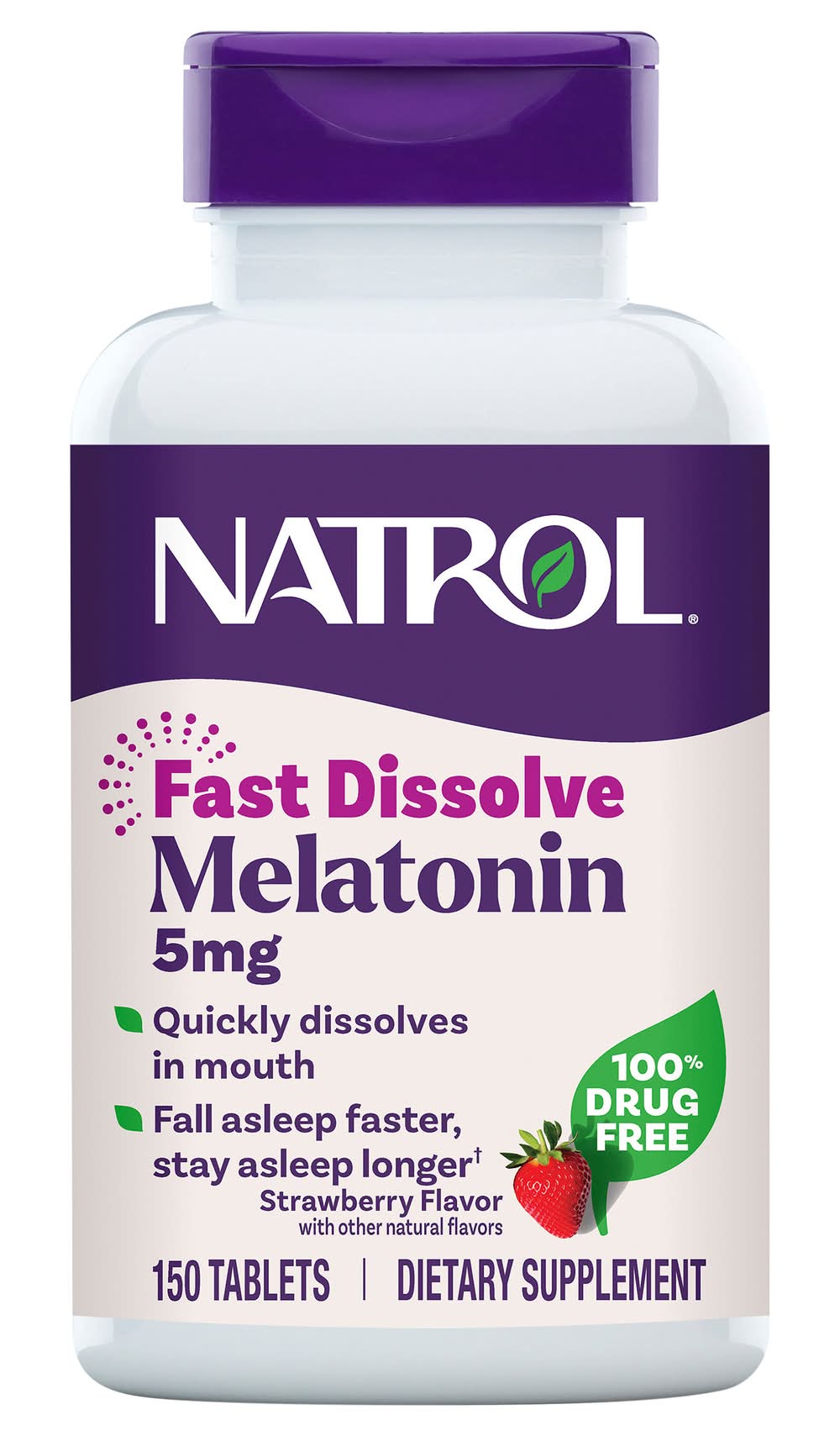 Natrol Melatonin 5 mg Extra-Strength Sleep Supplement, Strawberry Melatonin (150 ct)
