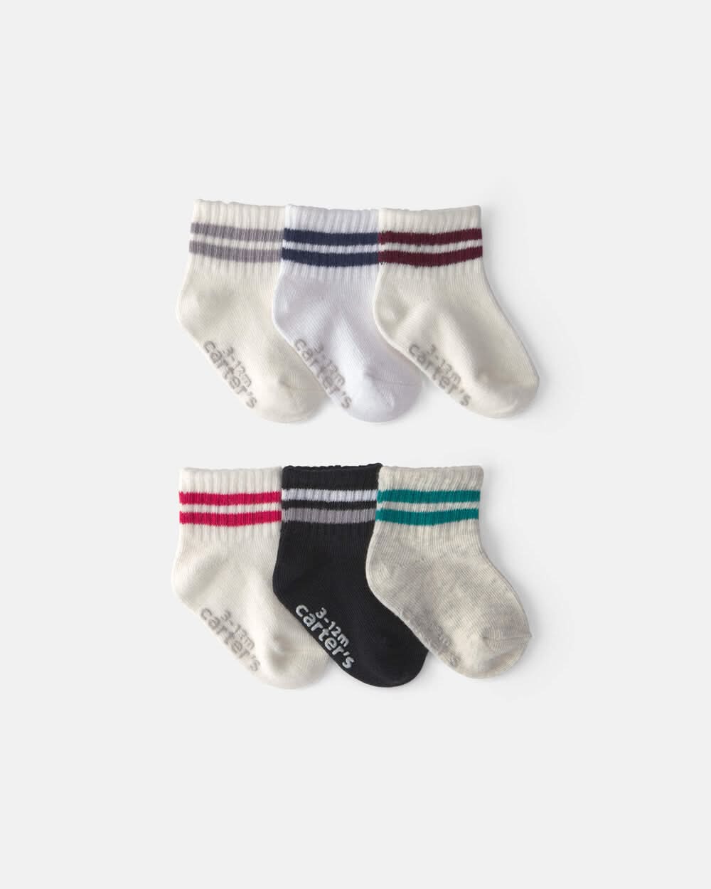 Baby Boy 6-Pack Varsity Striped Ankle Socks - Multi - 0-3M