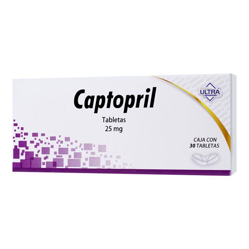 Ultra lab captopril tabletas 25 mg (30 piezas)