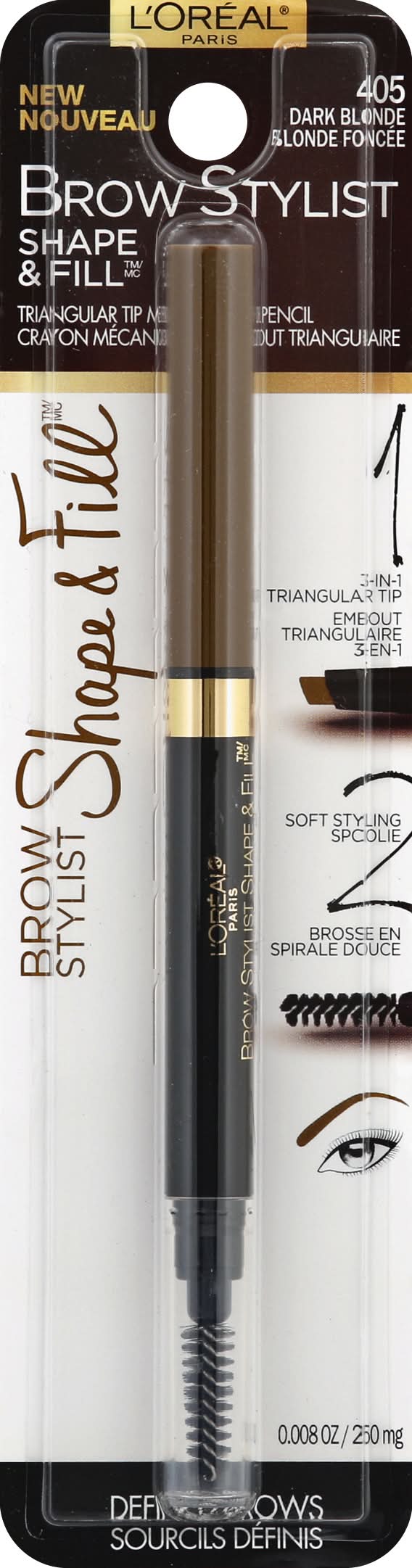 L'Oréal Stylist & Fill Eyebrow Pencil, 405 Dark Blonde (0.1 oz)