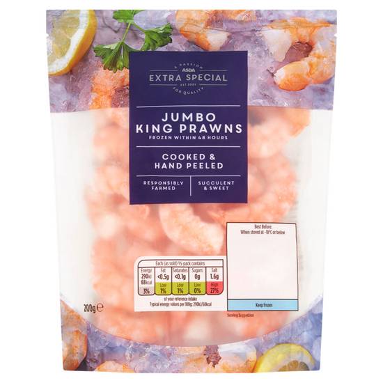 ASDA Extra Special Frozen Jumbo Cooked King Prawns 200G
