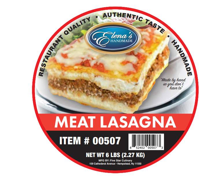 Elena's Handmade - Meat Lasagna - 6lb (5 Units per Case)
