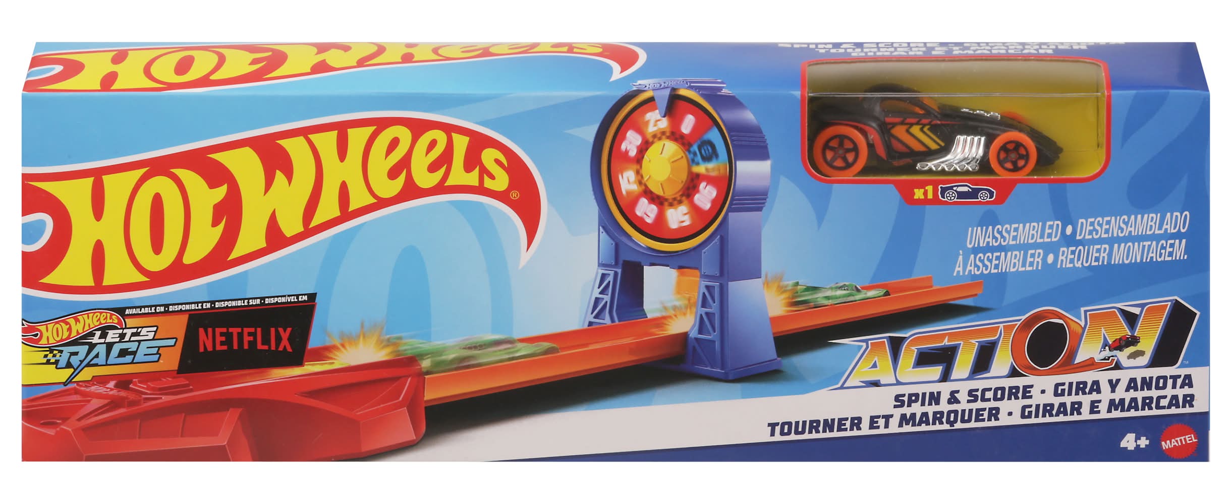 Mattel Hot Wheels Action Spin & Score Toy Car Track Accessories, Assorted
