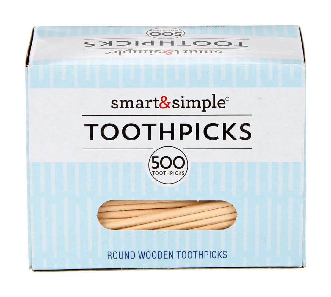 Smart & Simple Round Wooden Toothpicks 500 Ct