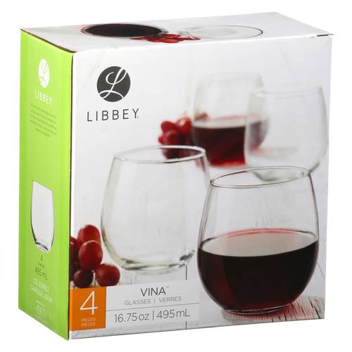 Libbey Vina Stemless Red Glasses