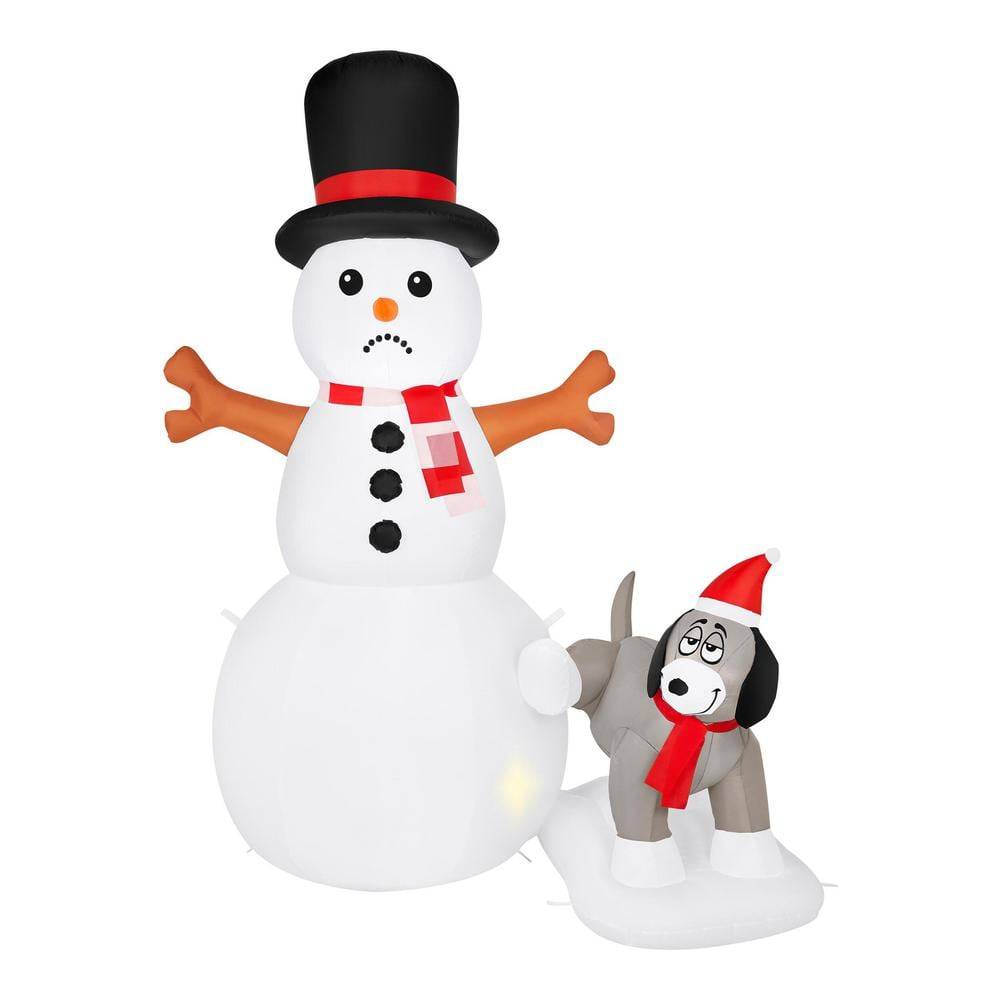 Home Accents Holiday 6 Ft. Animated Led Snowman And Dog Scene Christmas Airblown® Inflatable