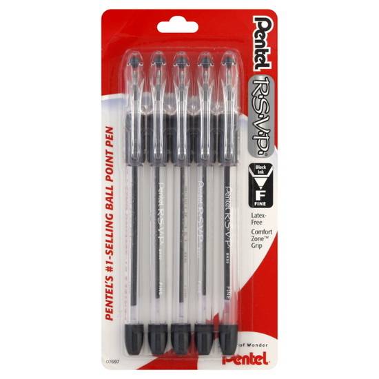Pentel R.s.v.p. Fine Point 0.7 mm Black Ink Ballpoint Pens