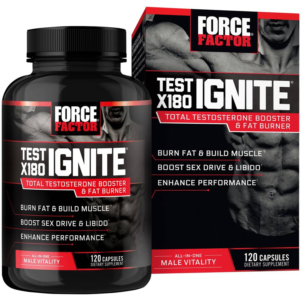 Force Factor Test X180 Ignite Total Testosterone Booster and Fat Burner Capsules (120 ct)