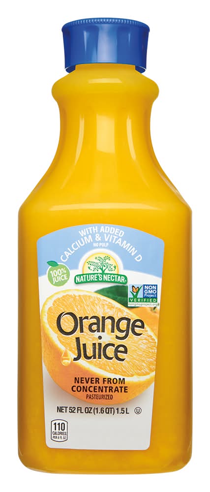 Nature's Nectar Premium Orange Juice Not From Concentrate with Calcium and Vitamin D