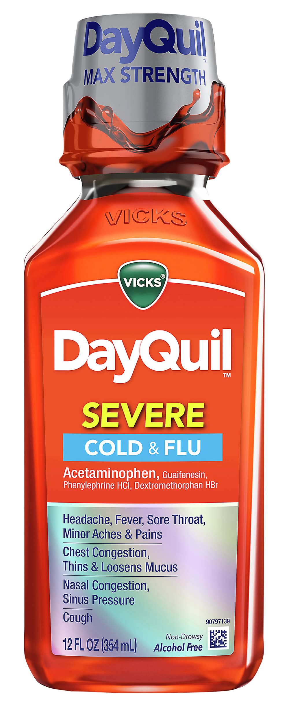 Vicks Dayquil Max Strength Severe Cold & Flu Relief Liquid (12 fl oz)