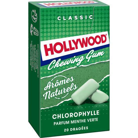 Hollywood - Chewing gum chlorophylle parfum menthe verte (20 pièces)
