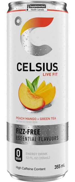 Celsius Fizz Free Peach Mango Green Tea 355mL