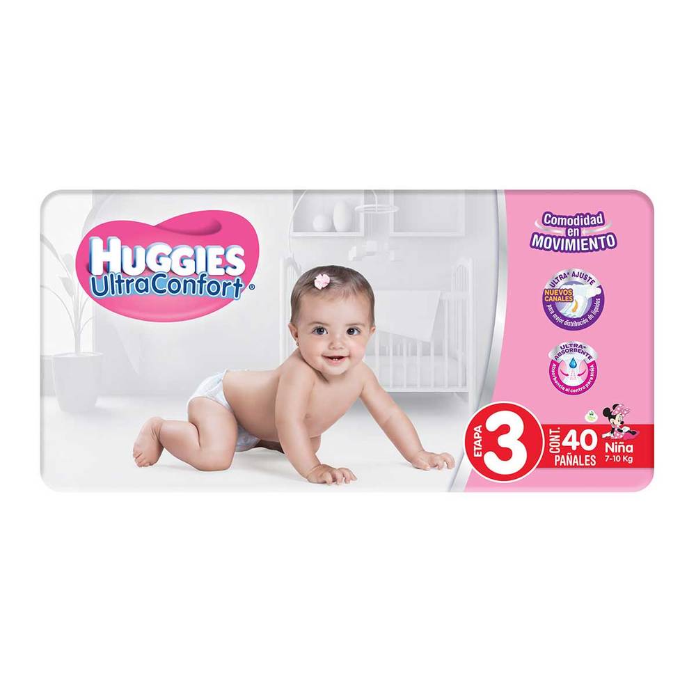 Huggies · Pañales desechables niña ultra confort, Etapa 3 (40 un)