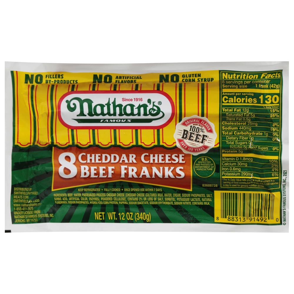 Nathan's Cheddar Cheese Beef Franks (11 oz)