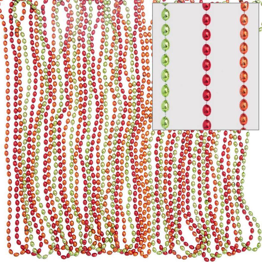 Orange, Green Red Bead Necklaces 24ct