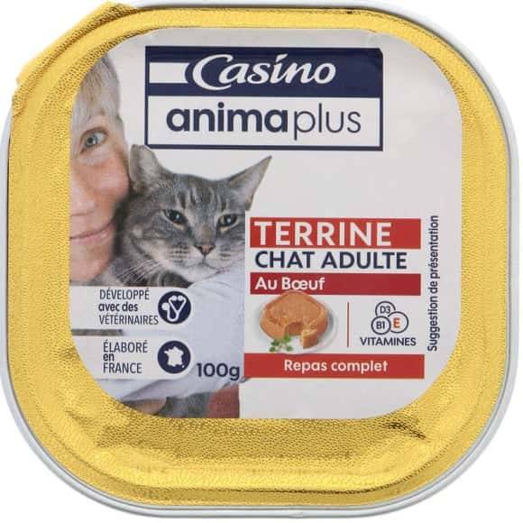 Casino AnimaPlus - Terrine au bœuf pour chat adulte (100g)