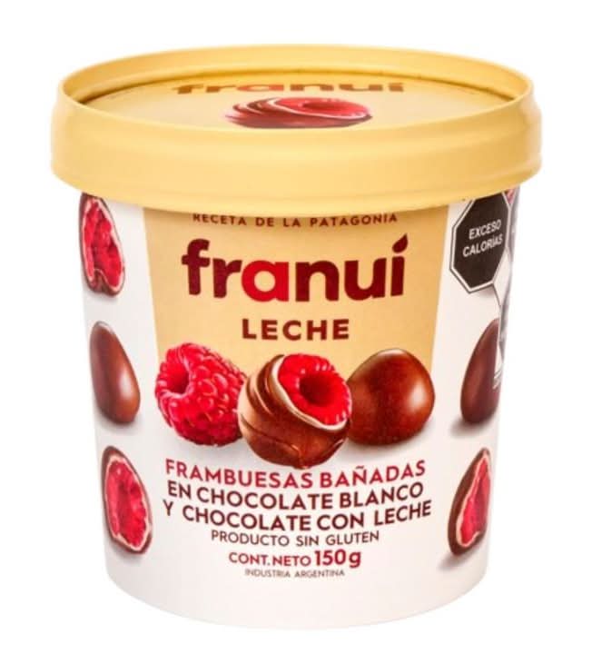 Franuí · Frambuesas bañadas de 2 chocolates, chocolate con leche-chocolate blanco (150 g)