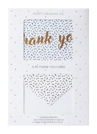 Thank You Cards 12-Pack Gold