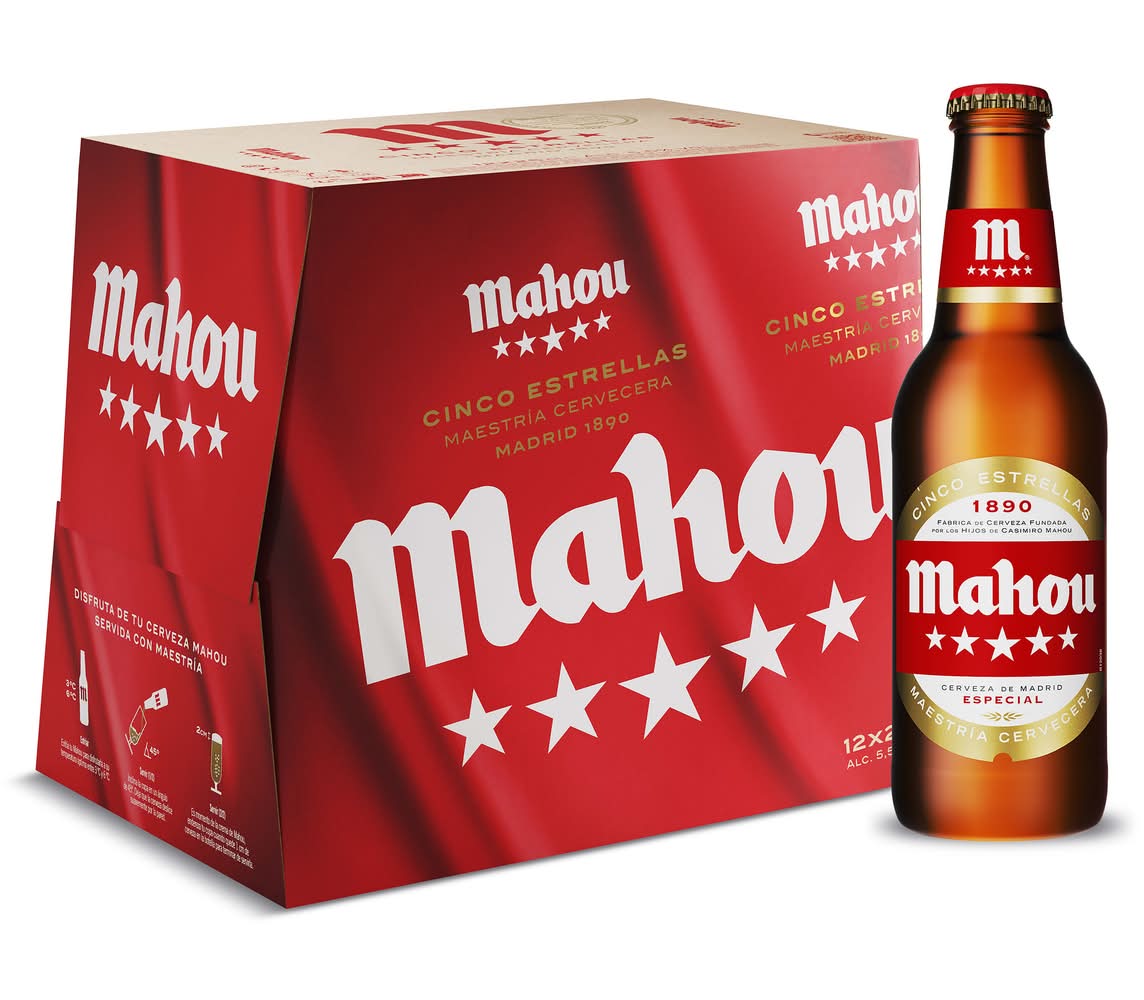 Cerveza Mahou 5 Estrellas Botella 12 X 25 Cl