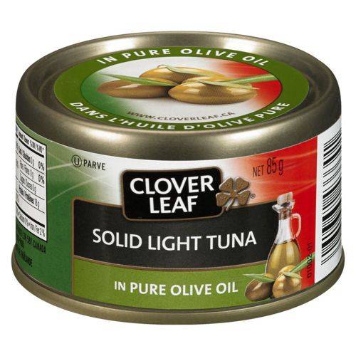 Clover leaf thon pâle entier dans l'huile d'olive (85 g) - solid light tuna in olive oil (85 g)