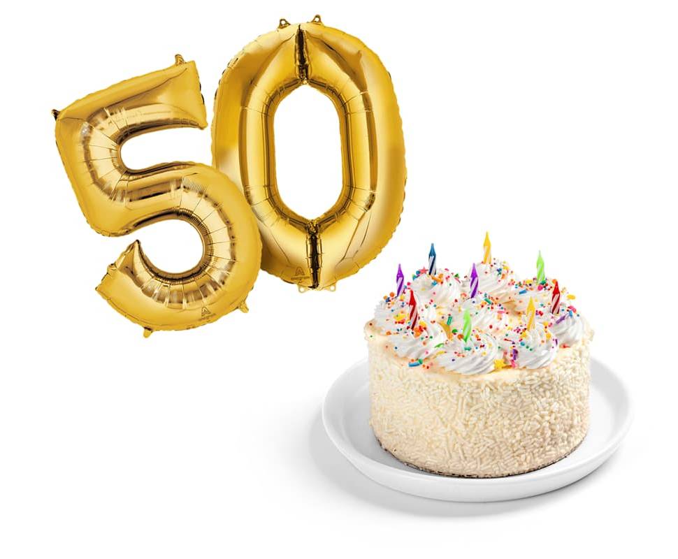 Vanilla Birthday Cake & Number Balloon Gift Set