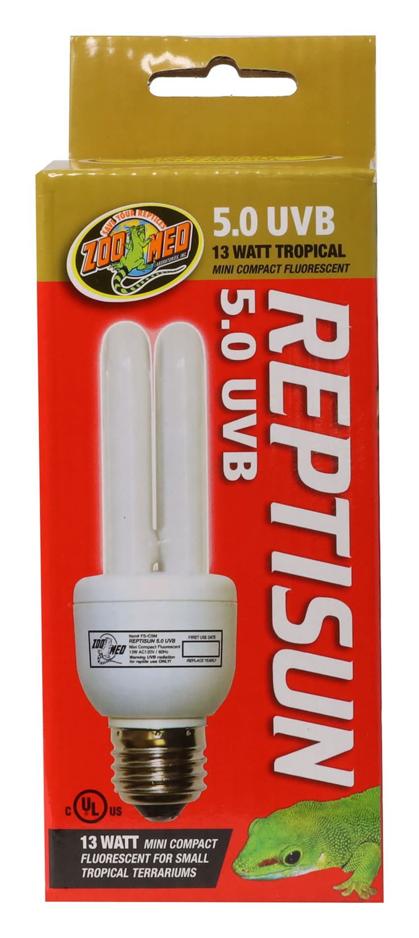 Zoo Med ReptiSun 5.0 UVB Tropical Compact Fluorescent Bulb Reptile Tropical UVB Terrarium (Size: 13 Watts)