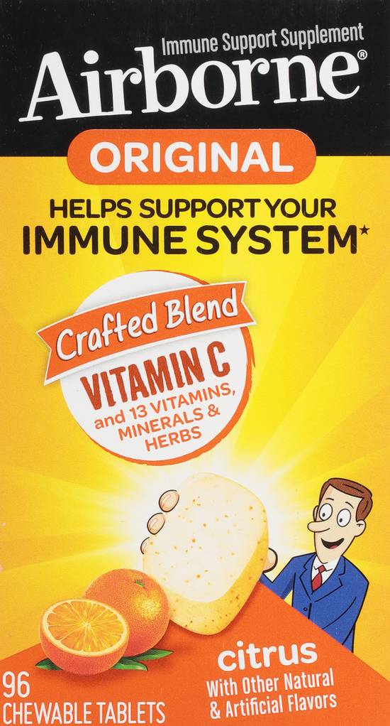 Airborne Original Citrus Immune Support Supplement Chewable Tablets (96 ct)