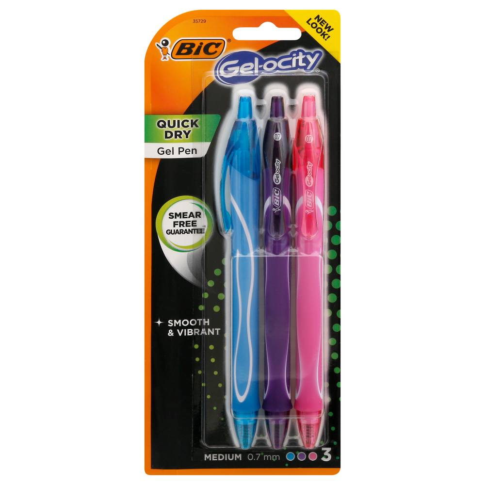 BiC Gel-Ocity Quick Dry Medium Ball Gel Pens