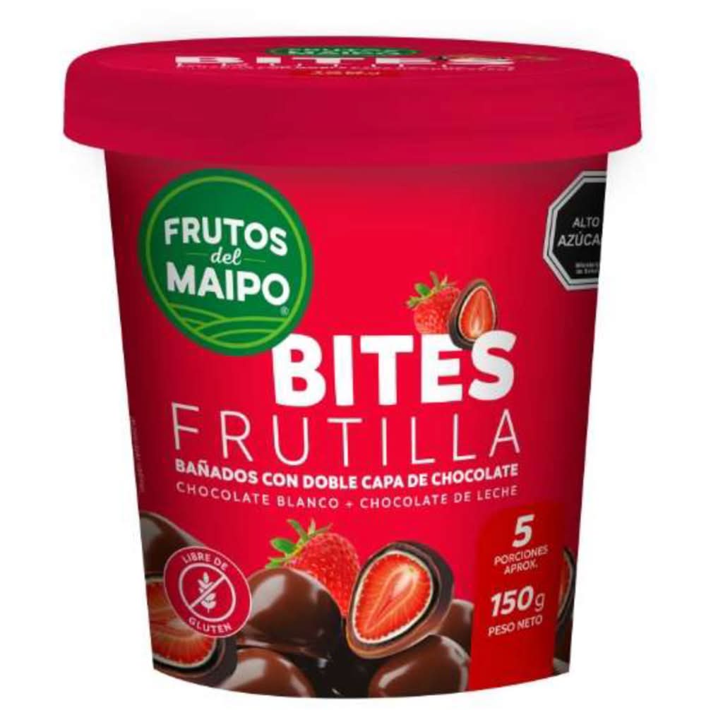 Frutos del Maipo · Bites frutillas - Chocolate Blanco-Chocolate De Leche (150 g)