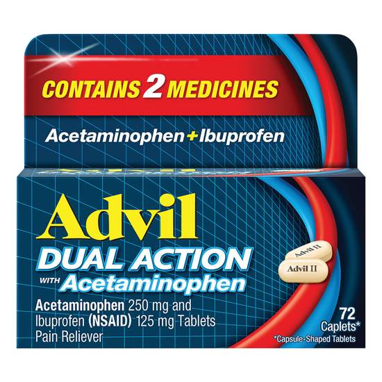 Advil Dual Action With Acetaminophen Pain Reliever Caplets