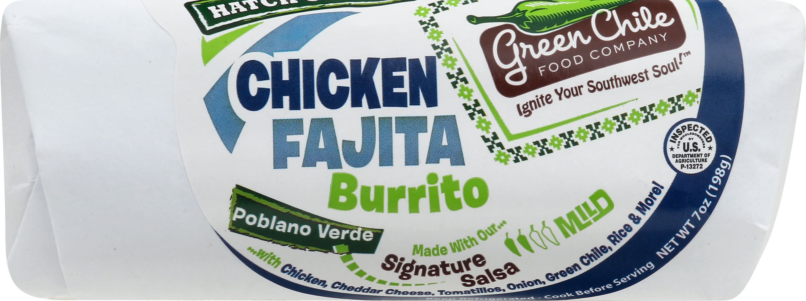 Green Chile Food Company Poblano Verde Chicken Fajita Burrito (7 oz)