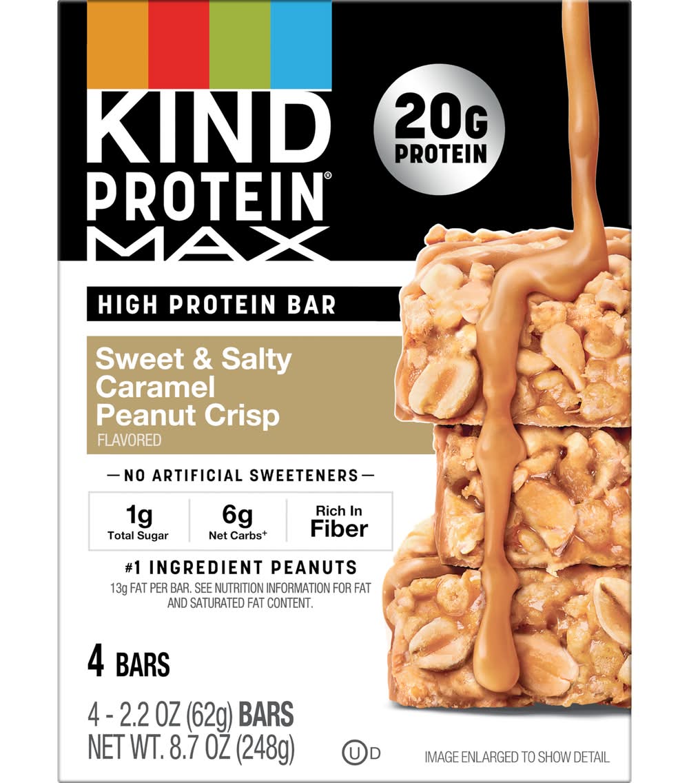 KIND Protein Max Bars, Sweet & Salty Caramel Peanut Crisp (8.7 oz, 4 ct)